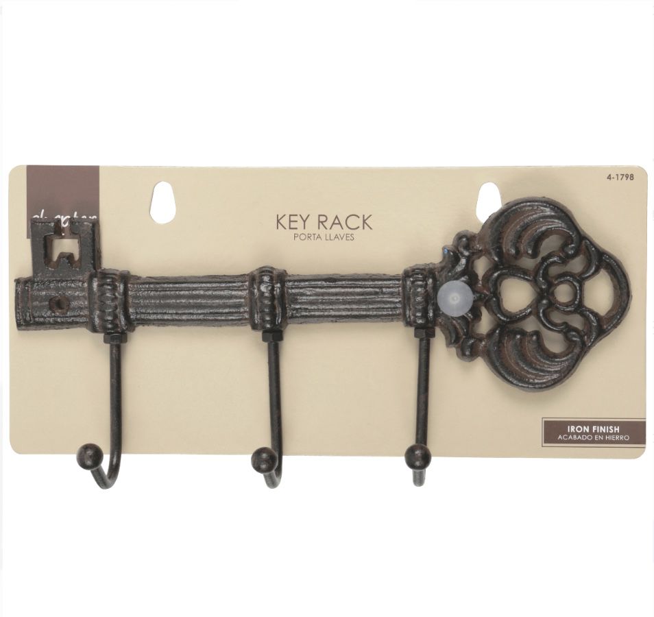 New Truck and Car Easy to Mount 3Hook Iron Finish Rustic Brown Wall Mounted Kitchen Storage Key Rack