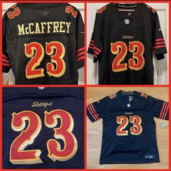 Free Niners Flag ‼️with a purchase of a Brand New 49ers Rivalries Jersey Gold Stitched  CMC McCaffrey # 23 & Fred warner #54 Men’s jerseys  $70 each 