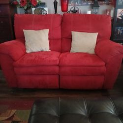 Red Microfiber Reclining Loveseat 