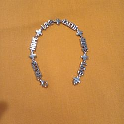 8 inch Sterling Silver Hope, Love & Faith Bracelet 