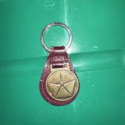 Vintage Chrysler Red Leather Keychain 