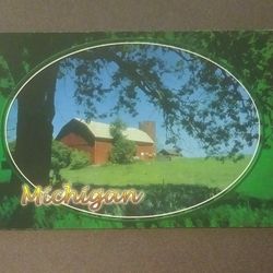 Old Red Barn Scenic Pinckney Michigan Perrin Souvenir Unused Vintage Collectible Postcard Post Card RPPC PC