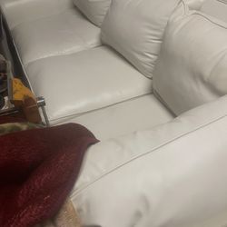 White Faux Leather Couch 