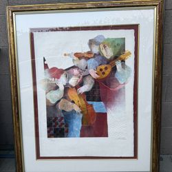 Large Litho Gold Frame Musical Motive 