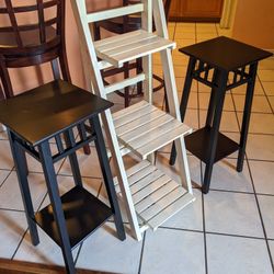 Tall Side Tables Plant Stands And Ladder Shelf. Foldable. Sturdy 