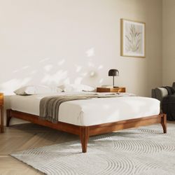 Mid-Century Modern Wood Platform Bed Frame