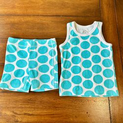 Primary Peacock Blue Dot Tank Top Pajamas | Size 2-3T