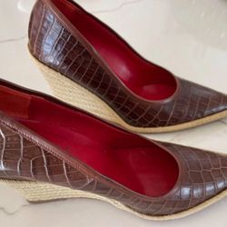 Authentic Celine authentic brown wedge platform, real leather Size 7.5