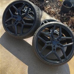 Custom Corvette Wheels & Tires – Set of 4 (Blacked Out)