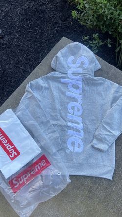 Supreme Satin Appliqué Hoodie Grey Medium
