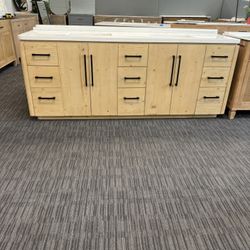 84” Bathroom Vanity In Wood Color 