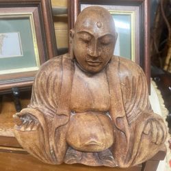Wood Carved Buddha 6" 