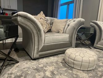 small Couch Silver Velvet Tufted Oversized Accent Chair/ small Couch