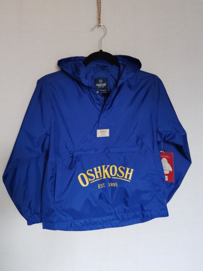 Oshkosh B' Gosh Royal Blue Kids Wind/Rain Jacket Pouch Fold Size 8/10