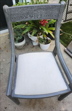 Gray Wood Chair with Upholstered Seat