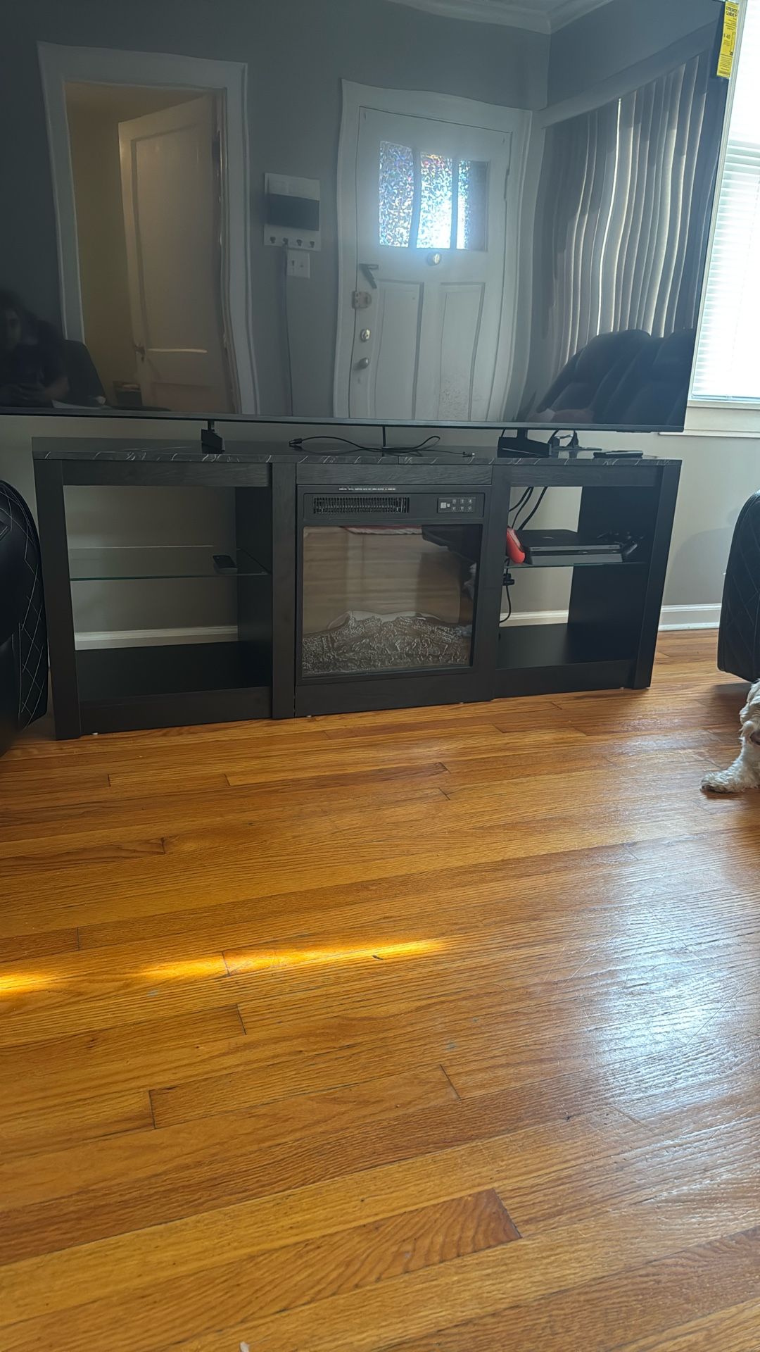 58” Tv Stand With 18” Fireplace W/ LED Lights
