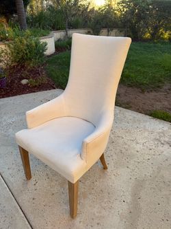 Set of 4 White Upholstered Dining Chairs