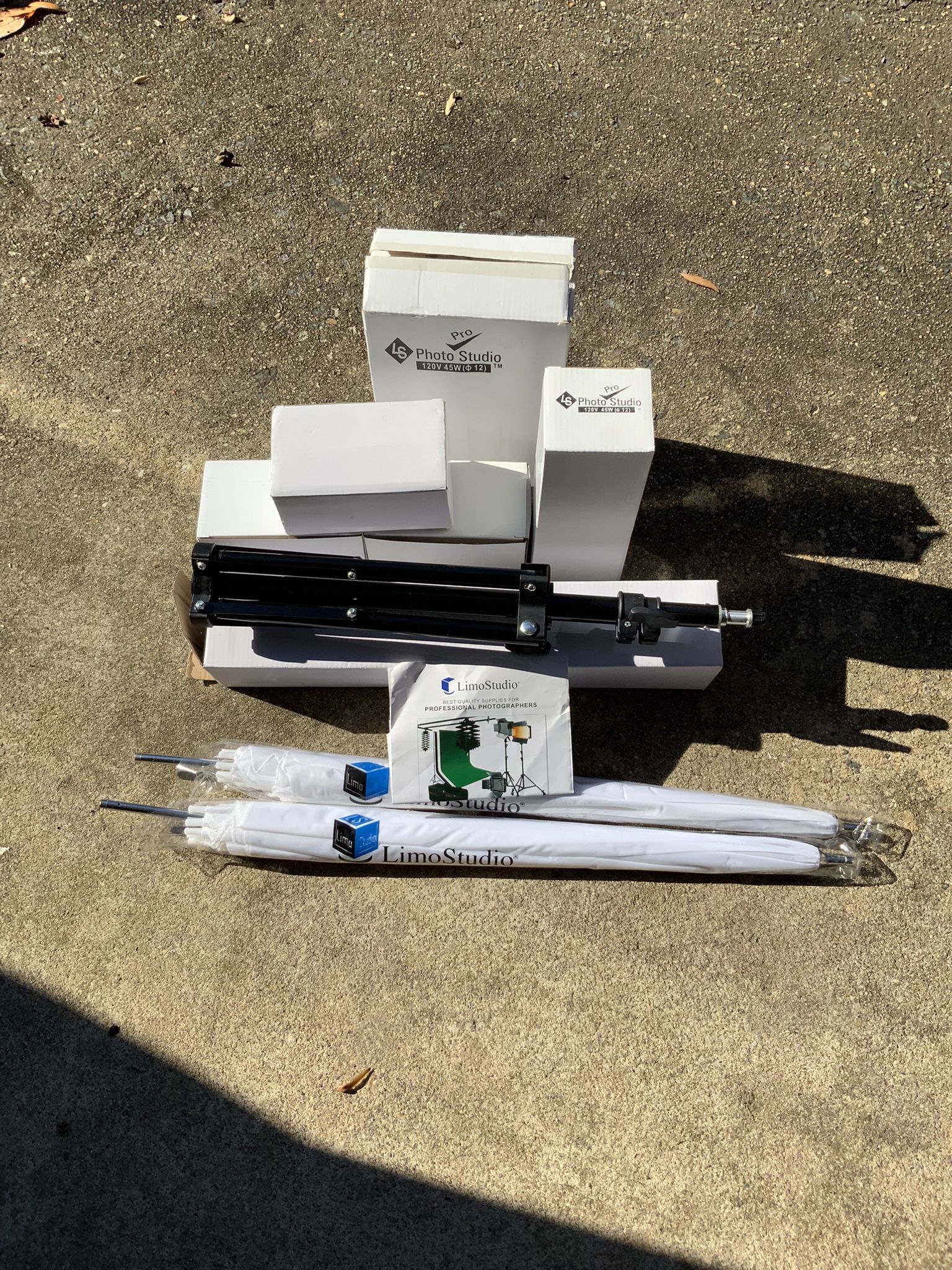 New In Box Photography Accessories-Tripod, Light Stand, Bulbs 