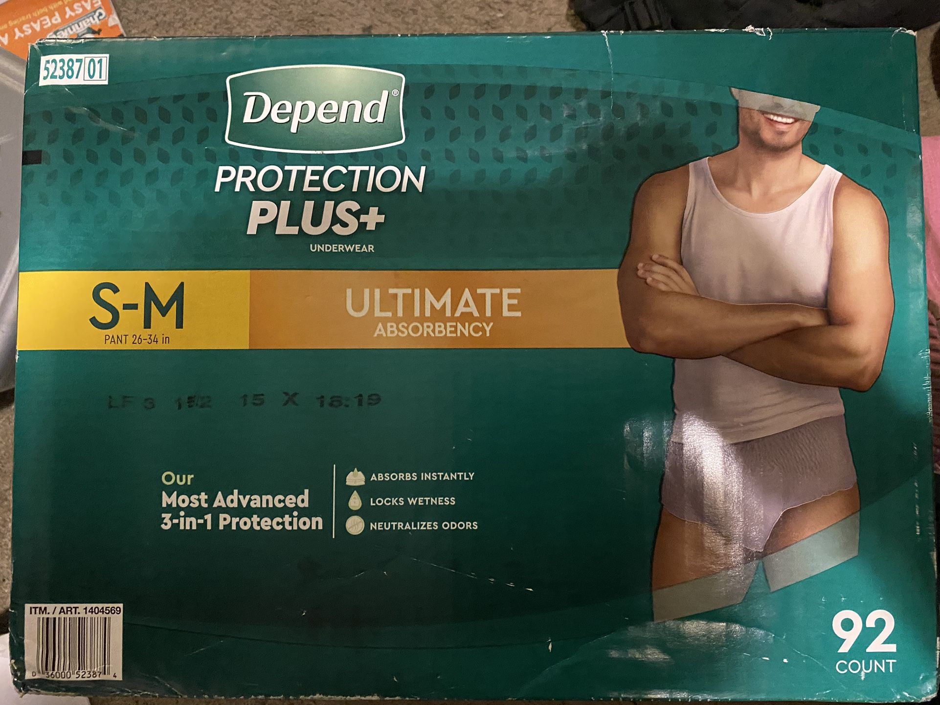 Depends Protection Plus Ultimate Absorbency S-M Men BO