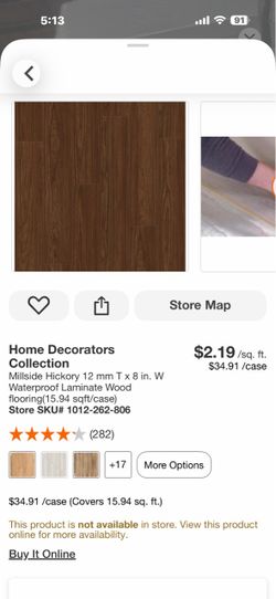 Home Decorators Collection Millside Hickory 12 mm T x 8 in. W Waterproof Laminate Wood flooring(15.94 sqft/case)