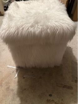 Faux Fur Storage Ottoman.