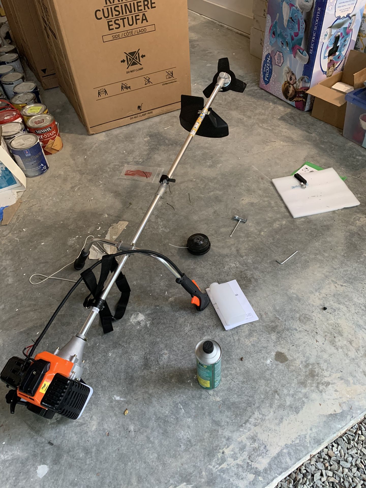 COOCHEER 42.7CC 2-Cycle Gas Straight Shaft String Trimmer and Brush ...