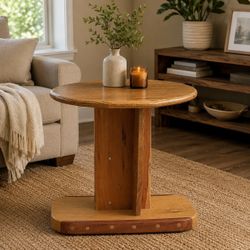 Custom-Made Solid Wood Round End Table