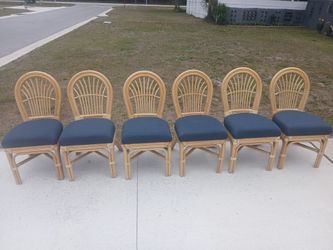 6 Boho Natural Rattan Dining Chairs 