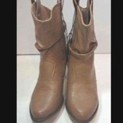 Women's Modern Western Cowboy Distressed Boot W/Pull-Up Tab-Sz 11