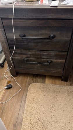 2-Drawer Nightstand Dark Wood Finish