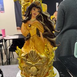 Luxury Beauty & the Beast Inspired Fake Cake – Handmade – Gold Princess Display