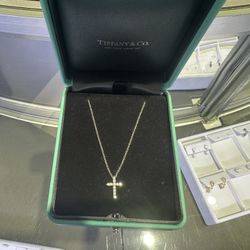 Tiffany & Co. Diamond Cross Necklace w/ Box