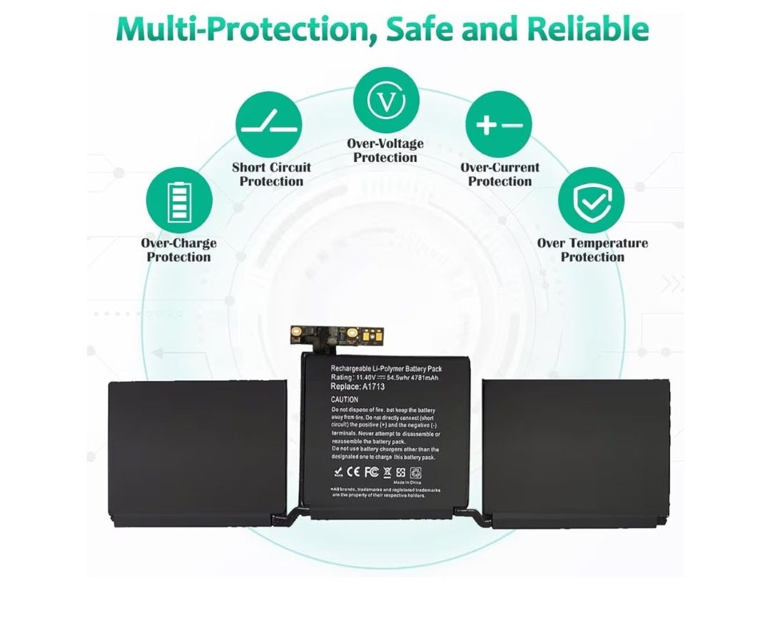 A1713 A2171 Laptop Battery Compatible with MacBook Pro 13 Inch Model A1708 (Late 2016, Mid 2017) A2159 (2019) A2289 (2020) A2338 (2020, M1,M2) EMC 297