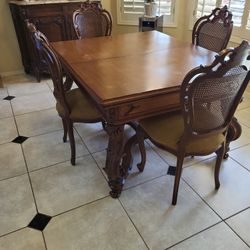 5 Pcs Antique Table With 4 Chairs