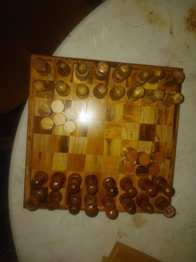 Tigerwood And Maple Chess/Checkers Set