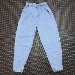 Pretty Little Thing Pleated Mom Jeans High Rise Light Wash Tapered Womens US 4