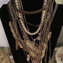 Jewelry/ Necklace Black Velvet Holder W/a Few Necklaces For Free