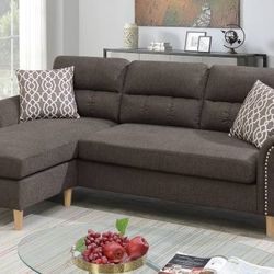 2 PCs  Sectional W/2  Accent  Pillow  Blue Grey  Dark  Coffee   Slate  & Tan