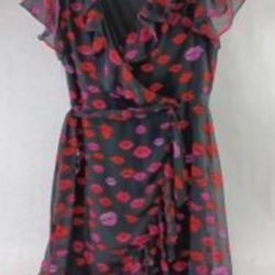 Vintage Y2K Betsey Johnson Ruffled Mini Dress - Red and Pink Lips