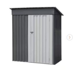 5 x 3 Ft Outdoor Storage Shed, Small Metal Garden Tool Shed with Single Lockable Door, Gray (15 sq. ft. )