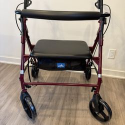 Medline Walker - Heavy Duty, Extra Wide, Large Wheels, Hand Brakes, 500lbs Limit