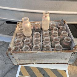 Old Milk Bottles And Crate