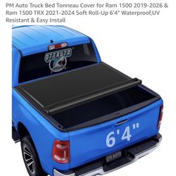 PM Auto Truck Bed Tonneau Cover for Ram 1(contact info removed)-2026 & Ram 1500 TRX 2021-2024 Soft Roll-Up 6'4" Waterproof,UV Resistant & Easy Install