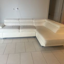 Used White Faux Leather Sofa Bed For Sale 