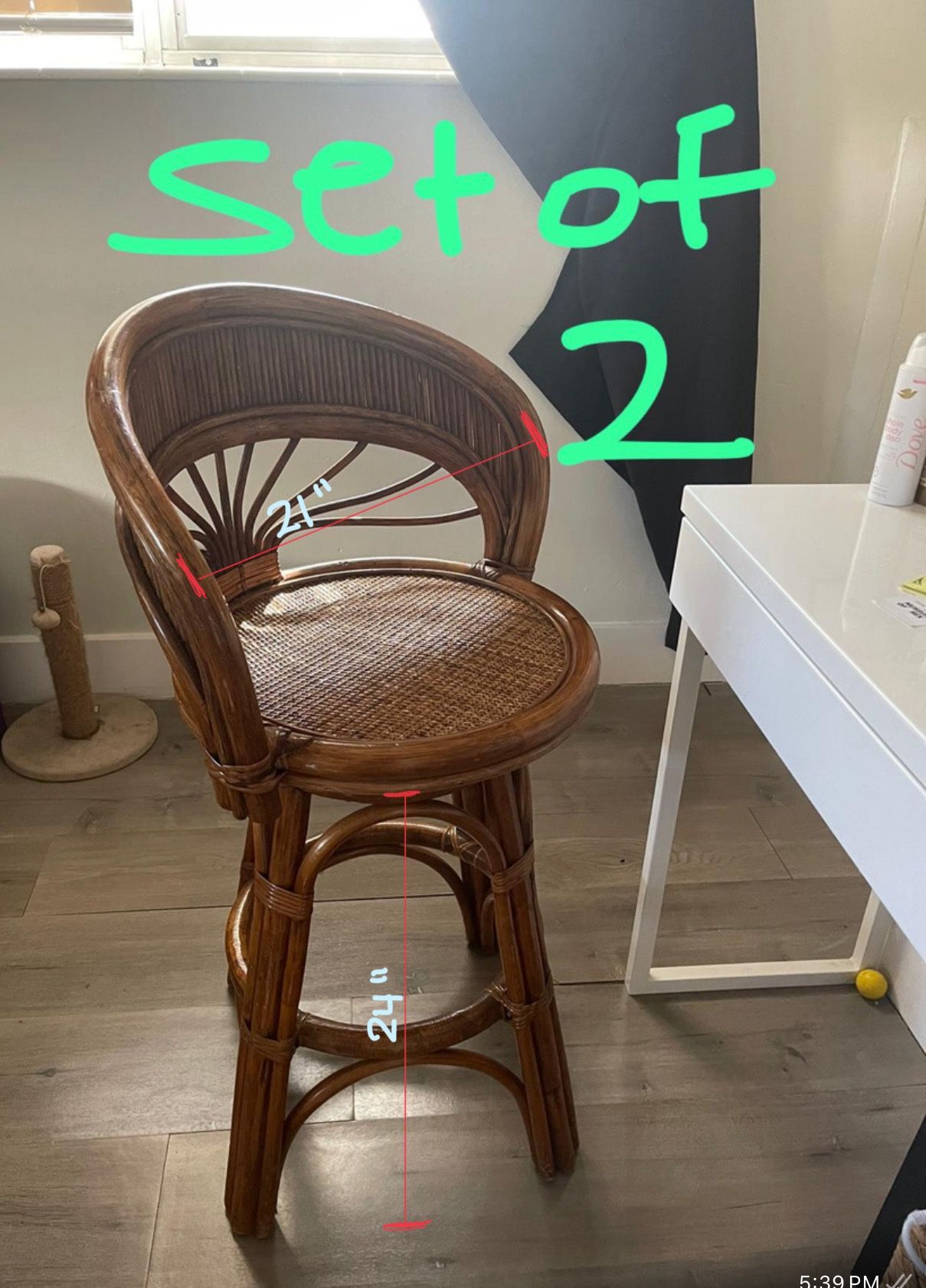 Rattan Bar Stool Set