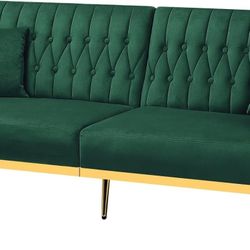 70" Tufted Velvet Futon Sofa Bed