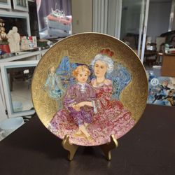 Gorgeous Edna Hibel Studio Famous Women & Children "Mozart And Empress Maria Theresa" Porcelain, Bone China & Ceramic Made In West Germany 10"