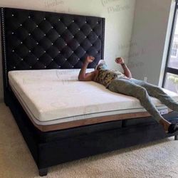 Black 6ft Tall Bed Frame- Mattress Not Included