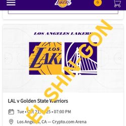 Lakers vs Warriors 4 Tickets 10/21 Section 321 Row 6 $280 EA 
