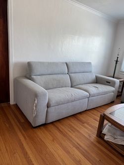 Light Gray Fabric Recliner Sofa